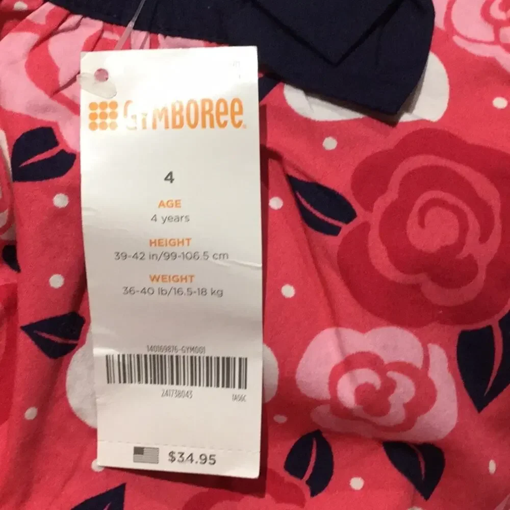 Gymboree 4t coral navy floral shift dress NWT